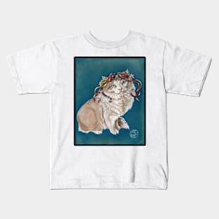 Kitty in Flower Crown - Black Outlined Version Kids T-Shirt